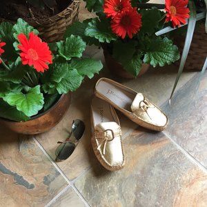 J. Renee Gold Metallic Leather Mule/Slide (NEW)